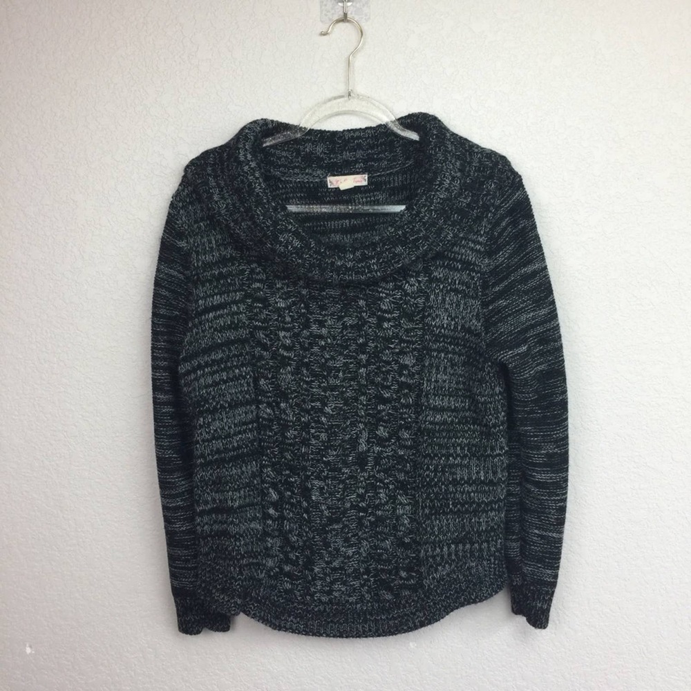IT’S OUR TIME Black & Gray Cowl Neck Sweater Sz XL